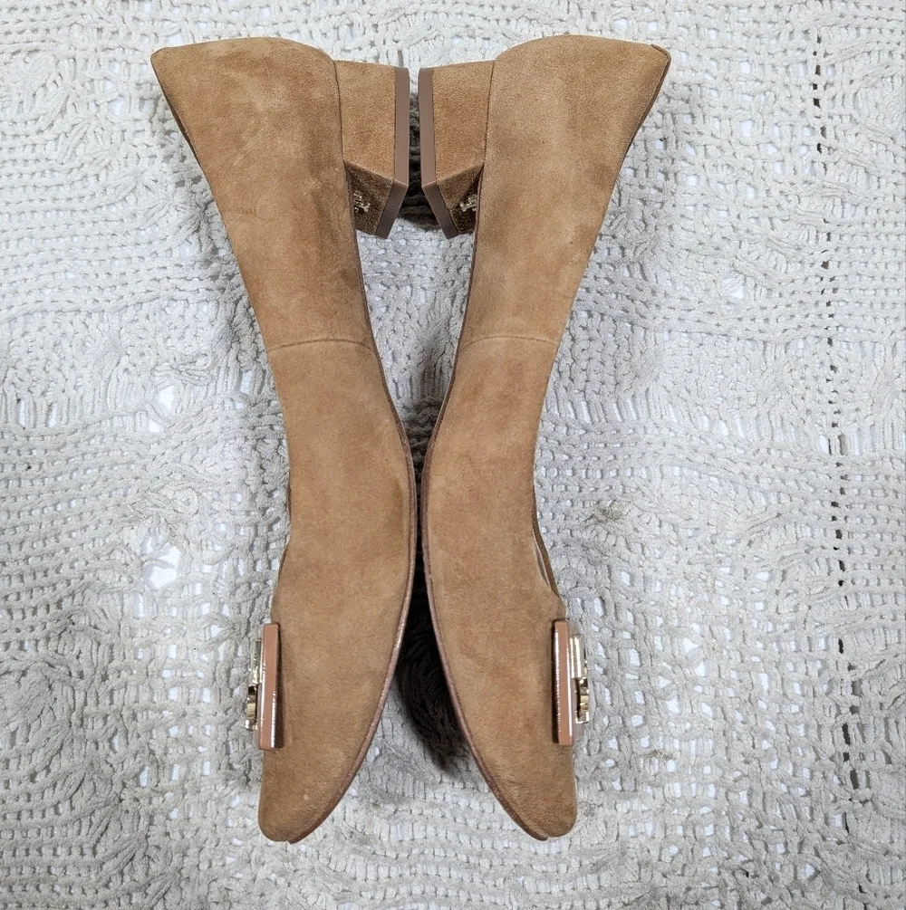 Tory Burch GIGI Tan Suede Women's Low Heel Pumps Size 8